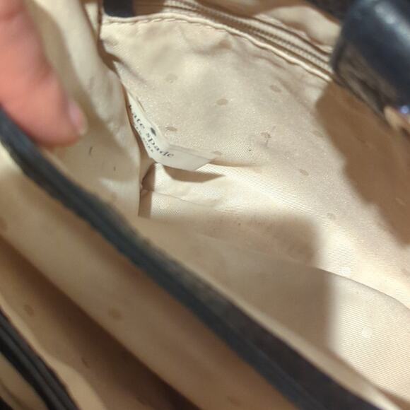 Kate Spade Black Shimmer Pebbled Leather Chain/Leather Strap Shoulder Bag - Picture 10 of 10